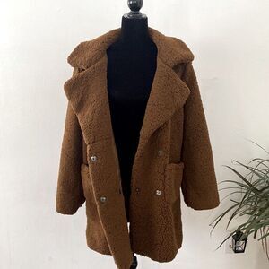 C&C California Faux Fur Brown Teddy Coat